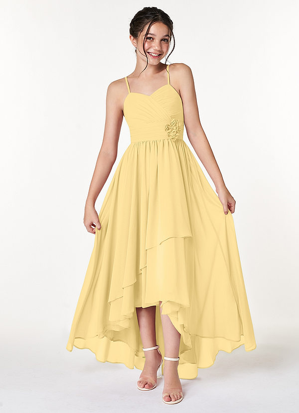 Azazie Catalina Junior Butter A-Line Ruched Chiffon Dress image1