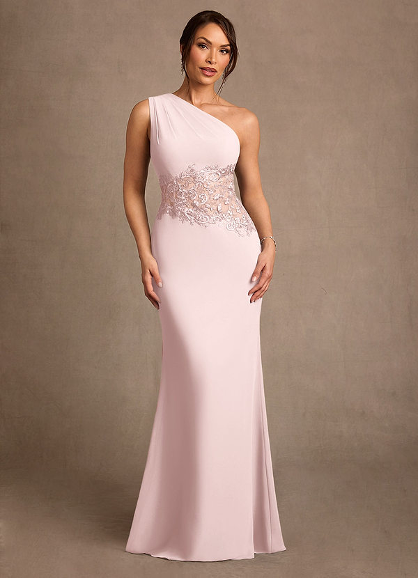 Azazie Kathie Mother of the Brides Dresses Blushing Pink Mermaid Lace Chiffon Dress image1
