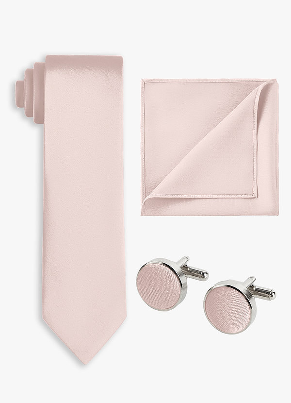 front Matching Color 3-Piece Stretch Satin Wide Tie Set