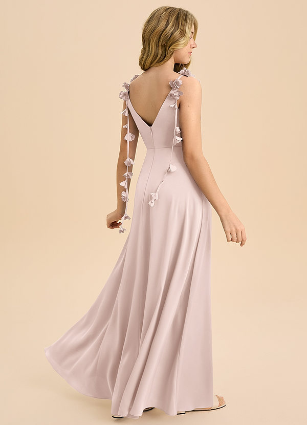 Azazie Gumdrop Junior Blushing Pink Empire Pleated Stretch Satin Dress image1