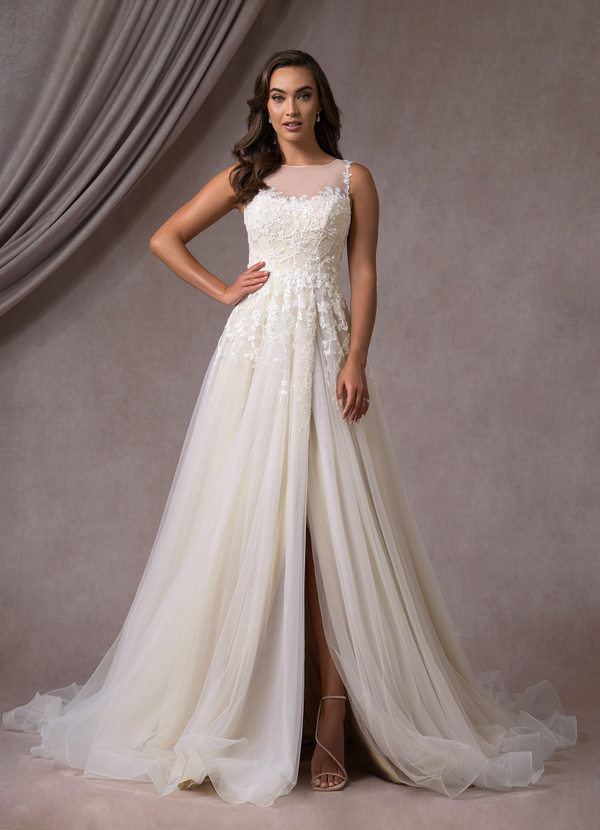 front Azazie Deveny Wedding Dress