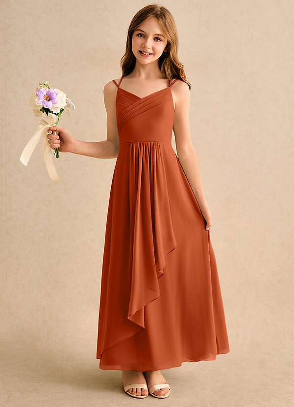 Azazie Zaida Girls Formal Blommflicksklänningar Klänning A-Line i Chiffong Plisserad image1