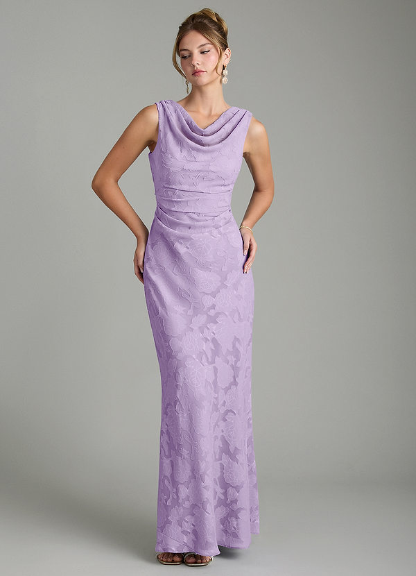 Azazie Kieryn Bridesmaid Dresses Lilac Mermaid Pleated Floral Burnout Dress image1