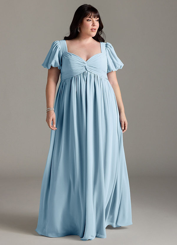 Azazie Madisynn Maternity Bridesmaid Dresses Bow Chiffon Floor-Length Dress image1