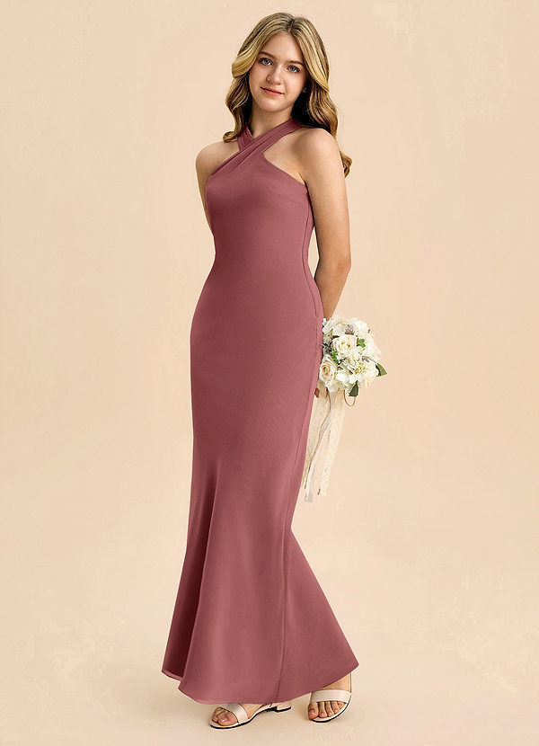 Azazie Doretta Junior Robe Fourreau en Mousseline de soie Plissée Améthyste image1