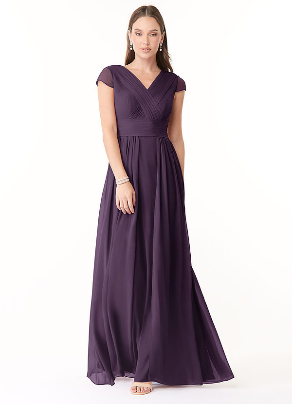Azazie Organa Bridesmaid Dresses Plum A-Line Pleated Chiffon Dress image1