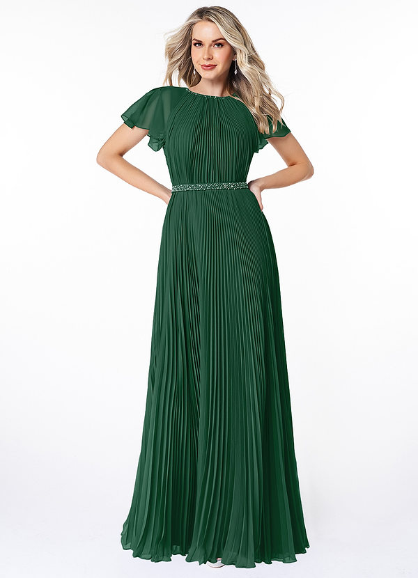 Azazie Kara Modest Klänningar Klänning A-Line Plisserad Golvlängd Chiffong image1