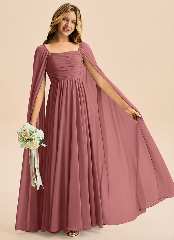 Azazie Calista Junior A-Linie Plissee Chiffon Kleid Amethyst image1