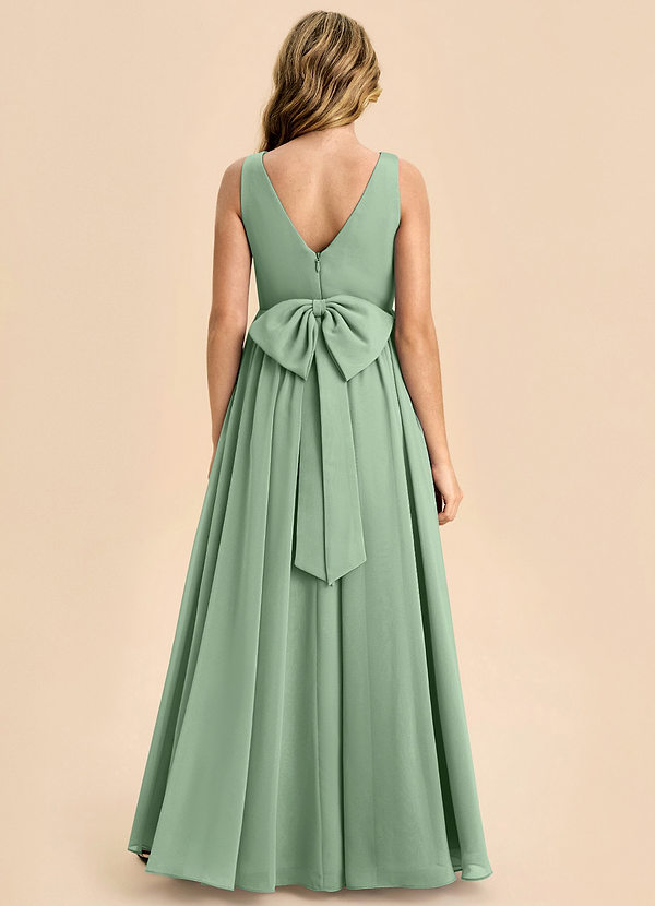 Azazie Hathaway Junior Matcha A-Line Bow Chiffon Dress image1