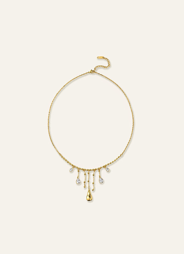 front Halsband med kristalldroppar och pärlor