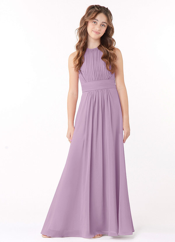 Azazie Bonnie Junior Wisteria A-Line Pleated Chiffon Dress image1