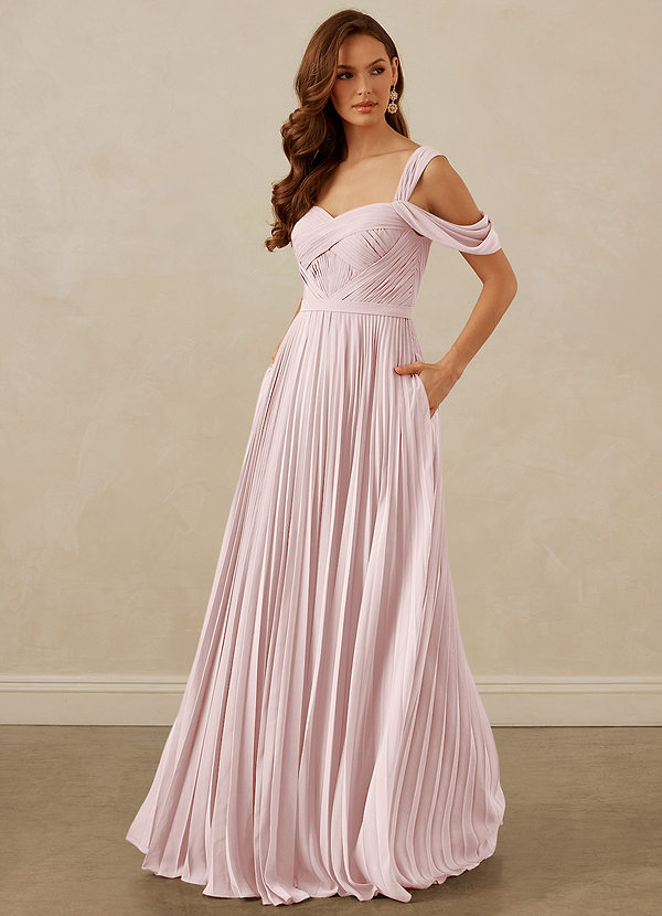Christian Siriano Bridal for Azazie 1013 Bridesmaid Dresses Blushing Pink A-Line Off the Shoulder Chiffon Dress image1