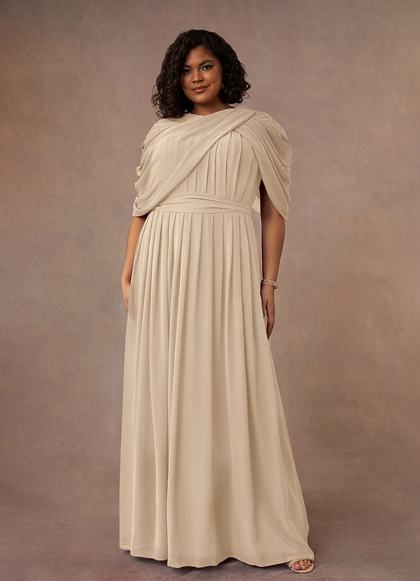 Azazie Olena Abiti da Mamma Sposa Abito A-Line in Chiffon Lustrini Champagne image1