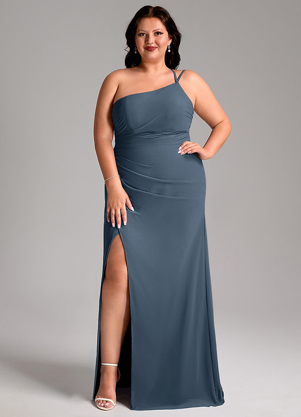 Azazie Eren Bridesmaid Dresses Neptune Sheath One Shoulder Chiffon Dress image1