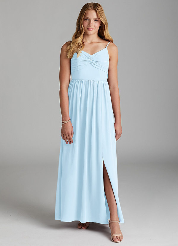Azazie Zeya Junior Sky Blue A-Line Chiffon Dress image1