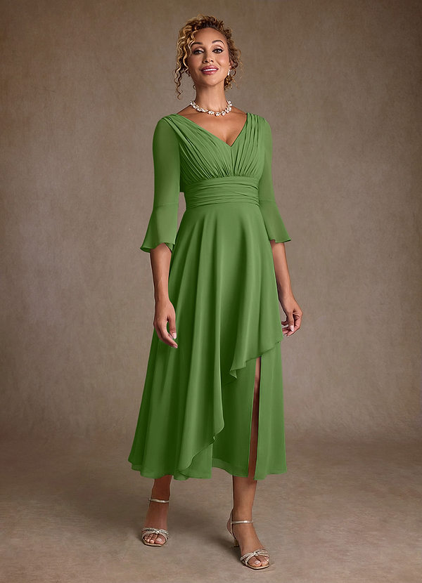 Azazie Aerynne Mother of the Brides Dresses Basil A-Line Pleated Chiffon Dress image1