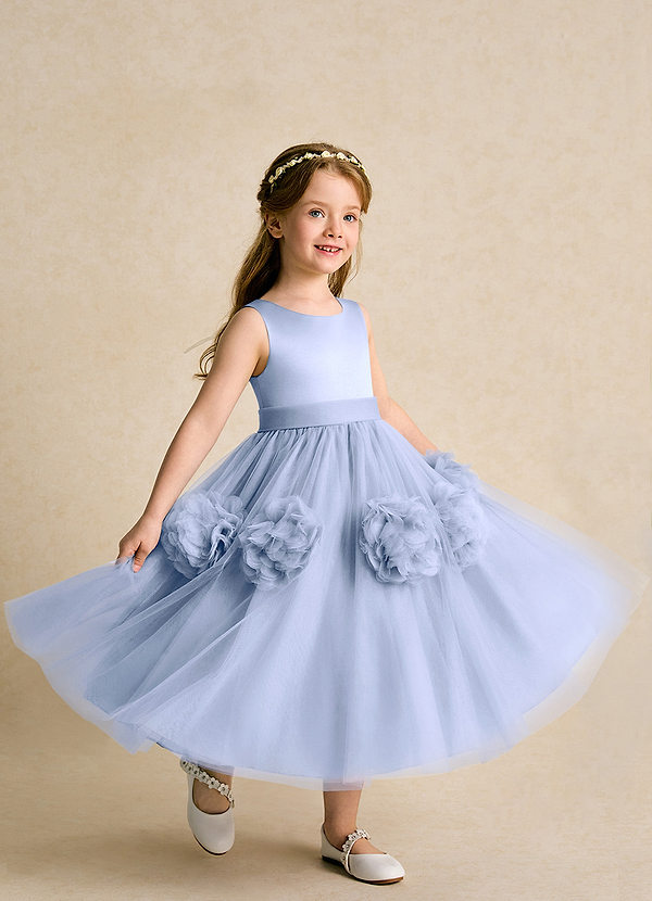 Azazie Vola Robes de Fillette d'Honneur Robe Princesse en Tulle Sans manches Eis image1
