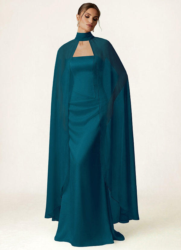 front Azazie Halter Chiffon Flowy Cape