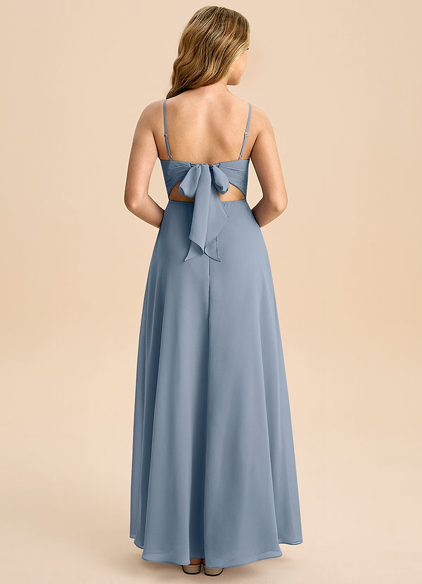 Azazie Shale Junior Twilight A-Line Bow Chiffon Dress image1