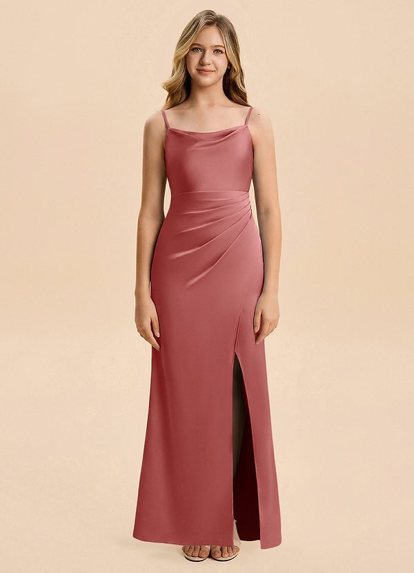 Azazie Christen Junior Klä av A-Line i Stretch Satin Plisserad image1