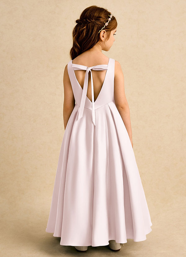 Azazie Pepper Vestidos de arras Vestido Rosa Rubor de Satin Mate de Línea A con Plisado image1