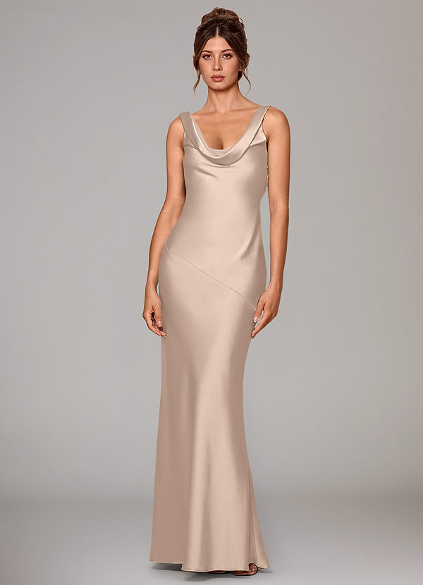 Azazie Rylina Bridesmaid Dresses English Rose Mermaid Stretch Satin Dress image1