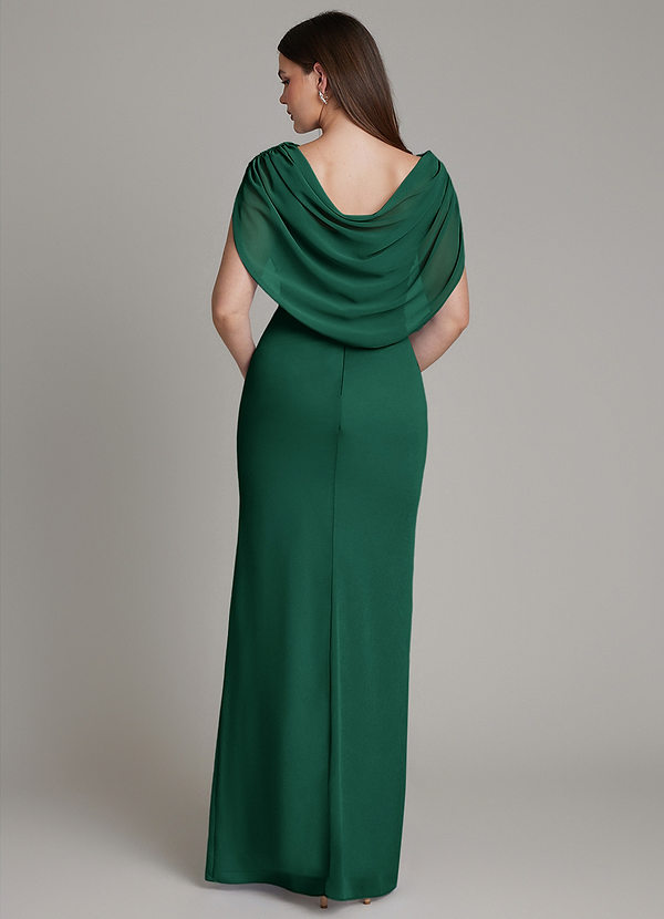 Azazie Hadley Bridesmaid Dresses Emerald Mermaid Pleated Chiffon Dress image1