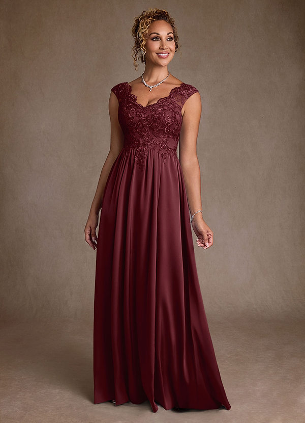 Azazie Amethyst Vestidos de Madre de la Novia Vestido de Cabernet de Encaje de Corte en A image1