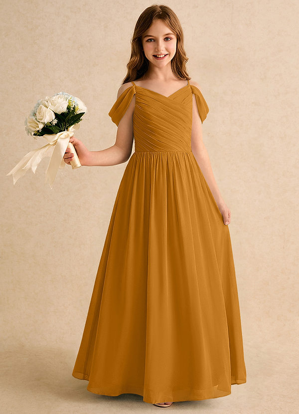 Azazie Chelo Girls Formal Klänningar för brudeflicka Klä A-Linje i Chiffong Plisserad image1