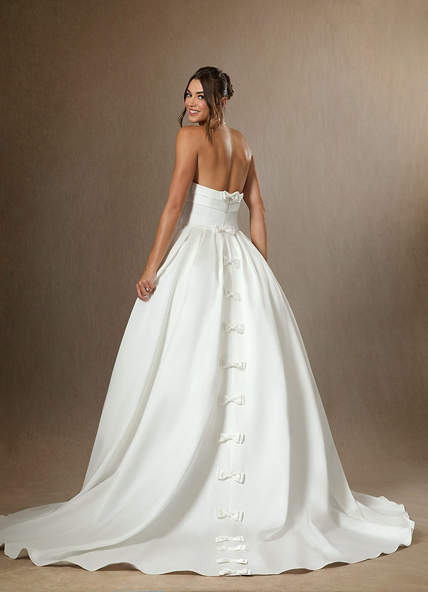 Azazie Desarae Wedding Dresses Diamond White Ball-Gown Strapless Double Faced Satin Dress image1
