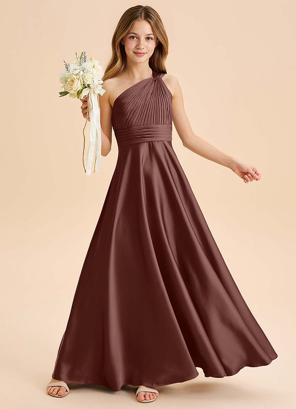 Azazie Charlize Junior Klä av A-Line i Stretch Satin Plisserad image1