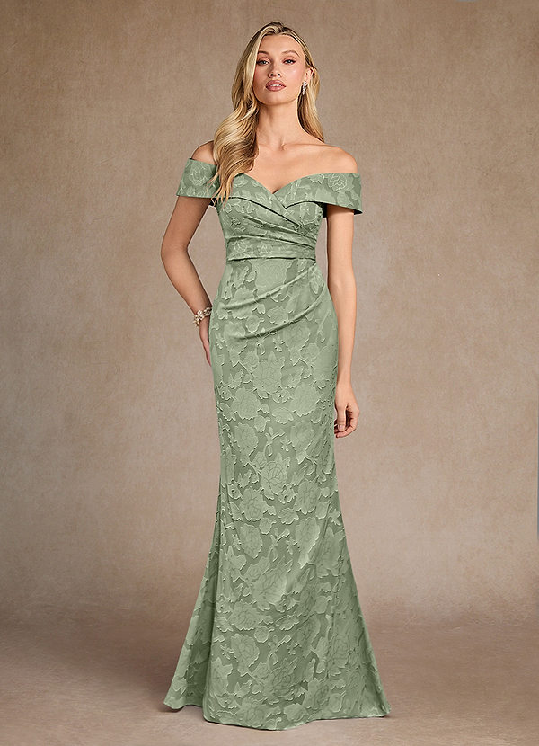 Azazie Canton Vestidos de Madre de la Novia Vestido de Salvia Polvorienta de Devorado Floral de Sirena con Vestidos sin tirantes image1