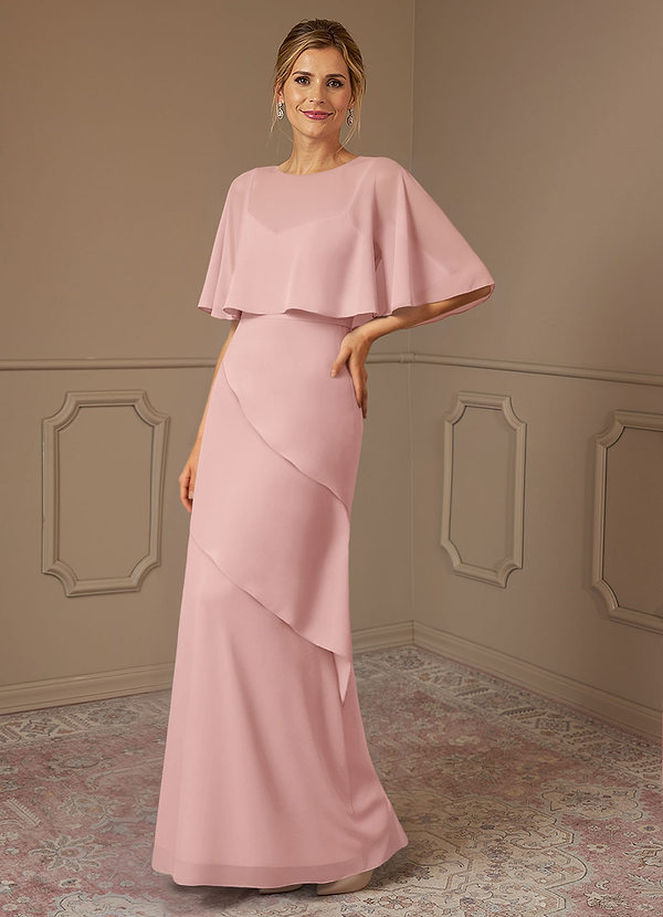 Azazie Bowie 신부의 어머니 드레스 A라인 쉬폰 플로어 길이 드레스 image1