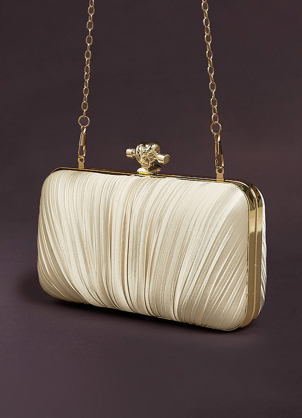back Satin-Ruffle Single-Handle Handbag