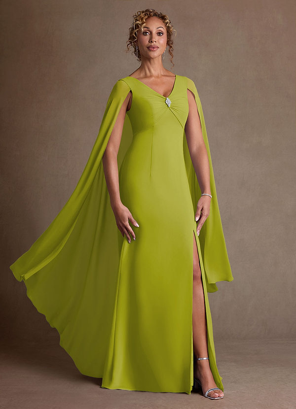 Azazie Boudica Mother of the Brides Dresses Lemongrass A-Line Pleated Chiffon Dress image1