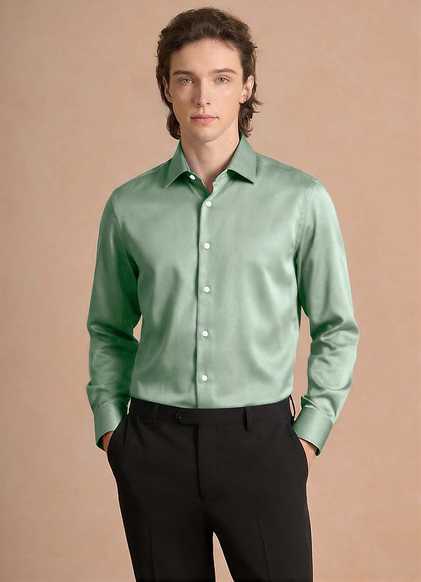 front Julian Agave Stretch Satin Dress Shirt