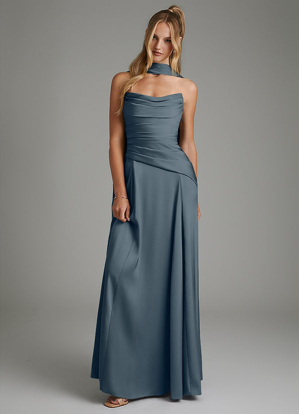 Azazie Gabriela Brautjungfernkleider A-Linie Korsett Stretch-Satin Kleid Zwielichtviolett image1