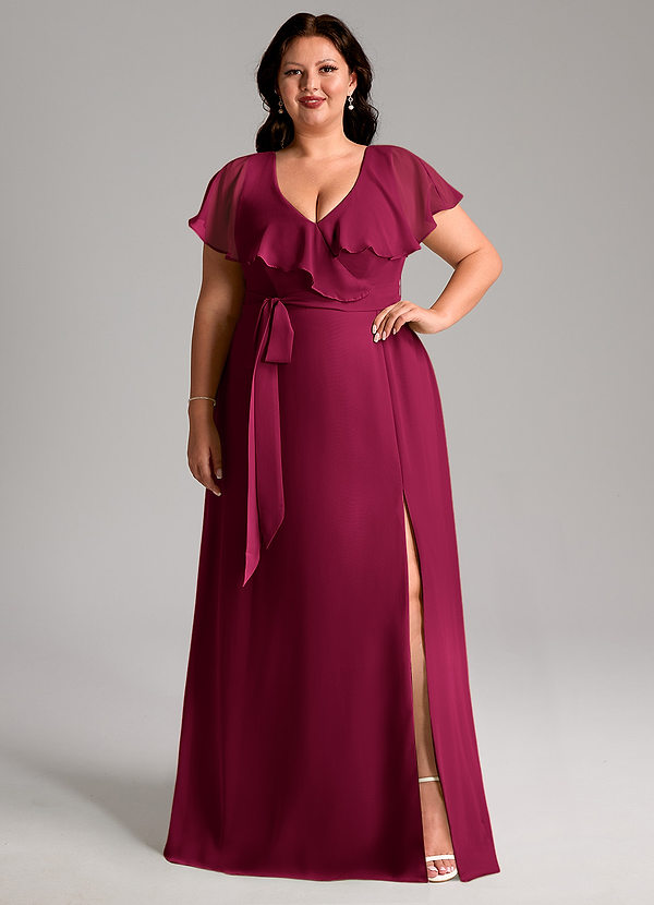 Lainey Bridesmaid Dresses Burgundy A-Line with Pockets Chiffon Dress image1