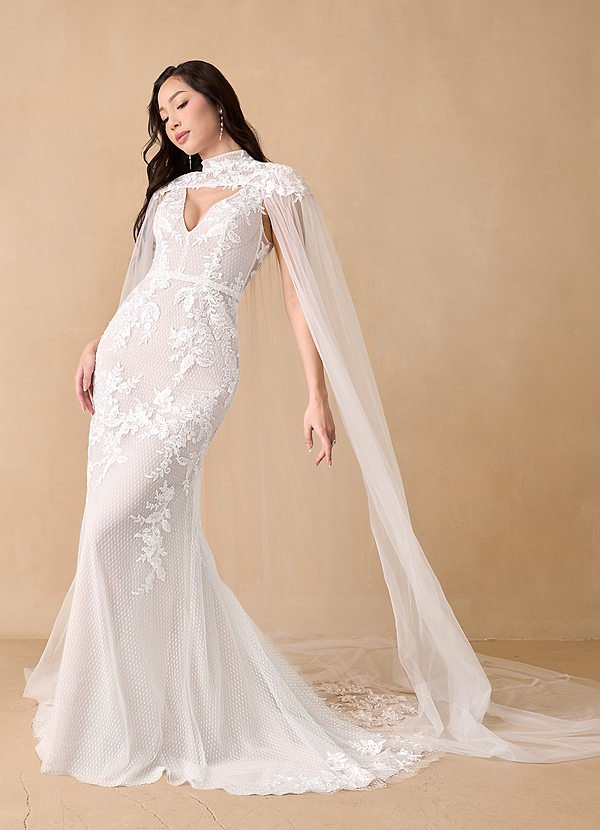 Azazie Cassiopeia Bröllopsklänningar Klänning av Sjöjungfru i Spets Diamantvit image1