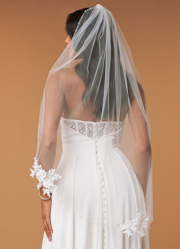 front Ally Beads Lace Hip Length Veil