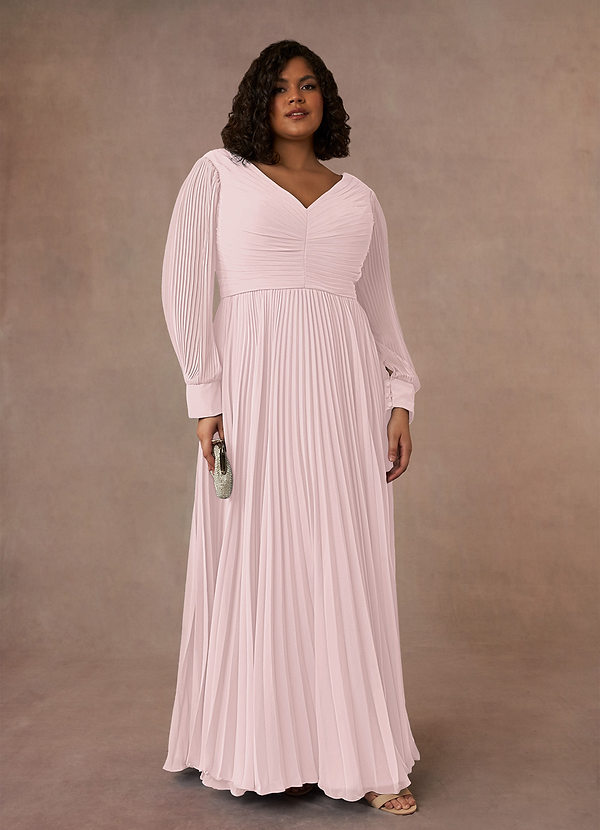 Azazie Zina Mother of the Brides Dresses Blushing Pink A-Line Pleated Chiffon Dress image1