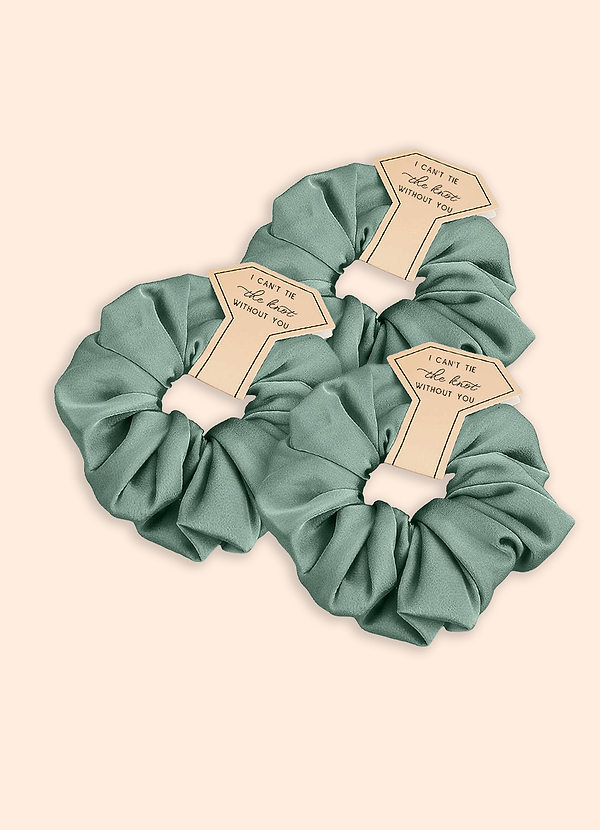 front Vastaavan Värinen Kolmiosainen Morsiusneito Stretch Satin Over Size Scrunchie-Setti