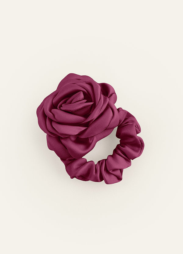 front Bijpassende kleur matte satijnen rozen scrunchie