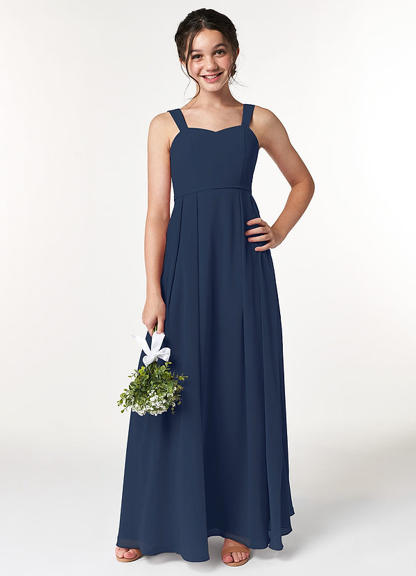 Azazie Simoan Junior Dark Navy A-Line Sweetheart Neckline Chiffon Dress image1