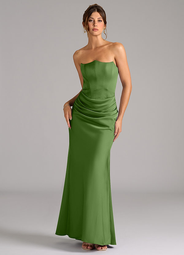 Azazie Debby Bridesmaid Dresses Basil Mermaid Strapless Stretch Satin Convertible Dress image1