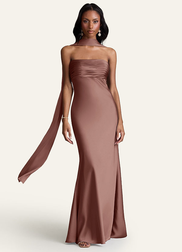 front Azazie Matching Color Stretch Satin Scarf