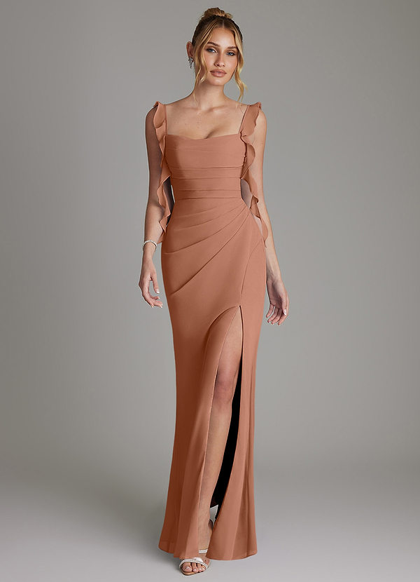 Azazie Jessamine Bridesmaid Dresses Bronzer Mermaid Corset Chiffon Dress image1