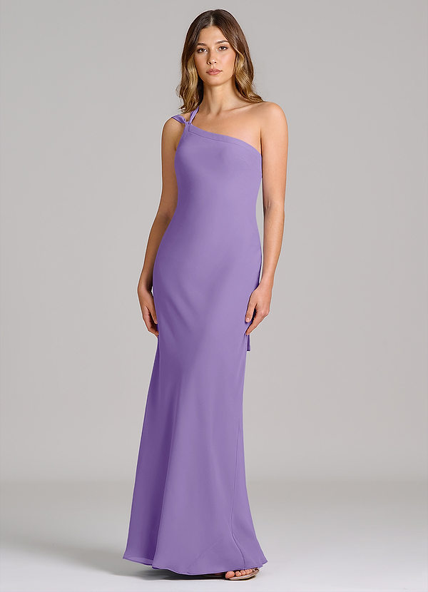 Azazie Monroe Suknie dla druhen Osłona Jedno ramię Szyfon Do ziemi Sukienka image1