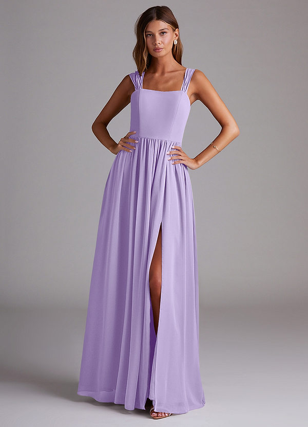 Azazie Calianna Bridesmaid Dresses Lilac A-Line Off the Shoulder Chiffon Convertible Dress image1