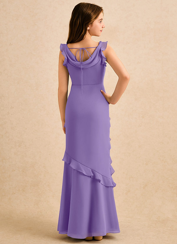 Azazie Aria Girls Formal Sukienki dla dziewczynek sypiących kwiaty Syrena Marszczony Szyfon Długość podłogi Sukienka image1